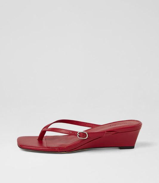 Image of Sandals. Product name - Phantome Red Leather Sandals in Red colour by brand - MOLLINI