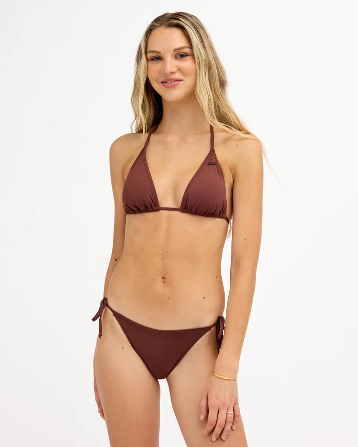 Image of Swimwear. Product name - Roxy Womens Beach Classics Tiki Tri Bikini Top Java in Java colour by brand - Roxy