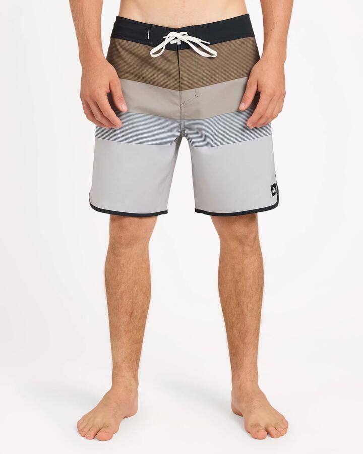 Image of Swimwear. Product name - Quiksilver Mens Surfsilk Scallop 18" Boardshorts Sponge/Grape Leaf in Sponge/Grape Leaf colour by brand - Quiksilver