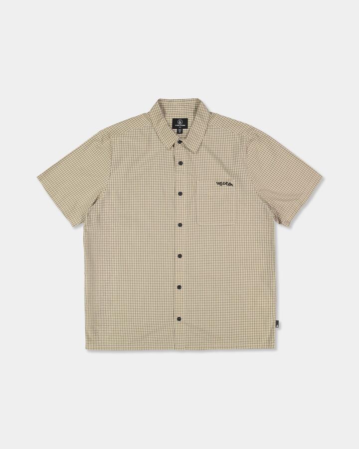 Image of Shirts. Product name - Volcom Boys 8-16 Temper Short Sleeve Shirt Castlerock in Castlerock colour by brand - Volcom