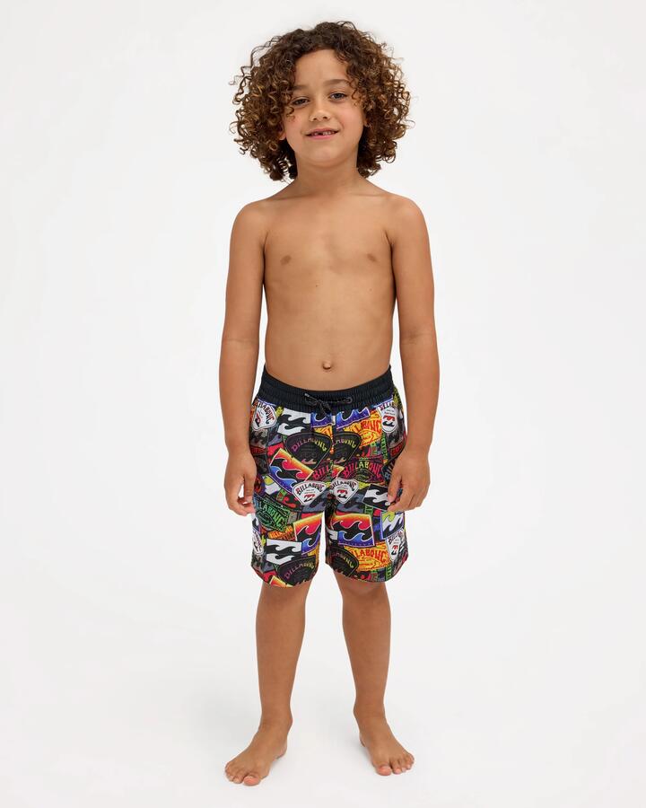 Image of Swimwear. Product name - Billabong Boys 2-7 Sticker Pack Layback 13" Boardshorts Multi in Multi colour by brand - Billabong