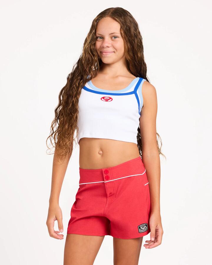Image of Swimwear. Product name - Roxy Girls 8-16 Betty Boardshorts Scarlet in Scarlet colour by brand - Roxy