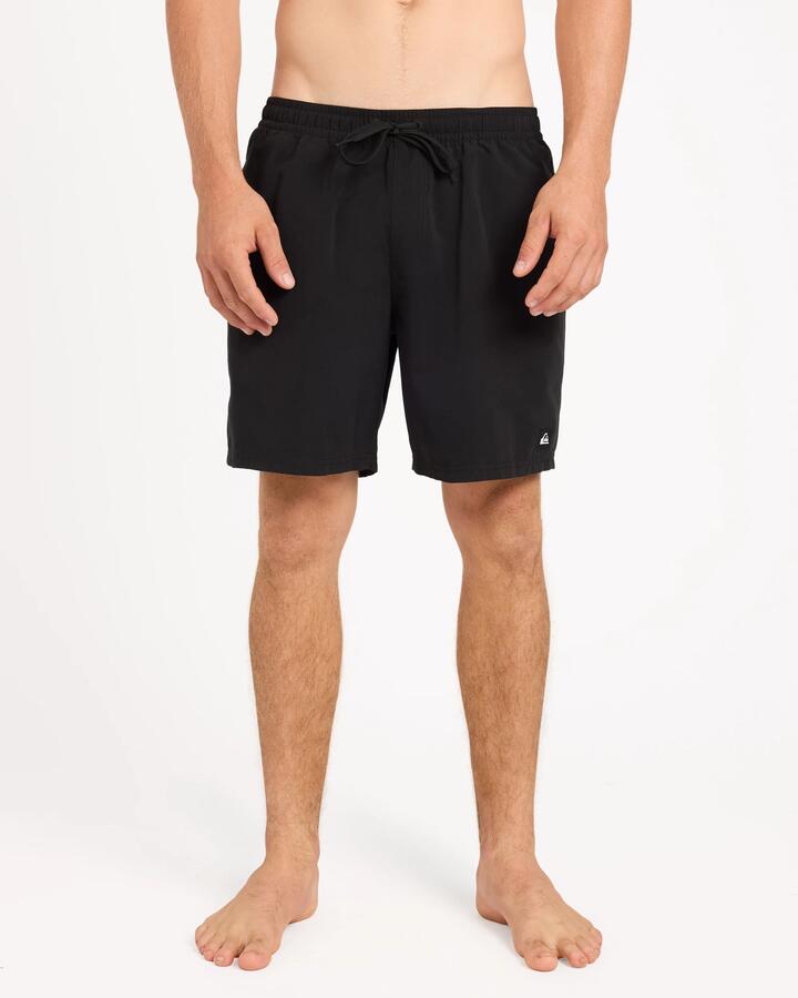 Image of a model wearing Shorts. Product name - Quiksilver Mens Everyday Mesh 17" Volley Shorts Black in Black colour by brand - Quiksilver