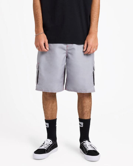 Image of a model wearing Shorts. Product name - Quiksilver Mens Karva Half Jam 21" Volley Shorts Sleet in Sleet colour by brand - Quiksilver