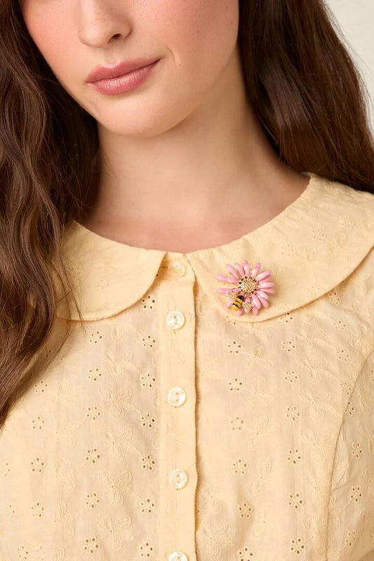 Image of Keychains. Product name - Flower & Bee Brooch in Pink colour by brand - Princess Highway