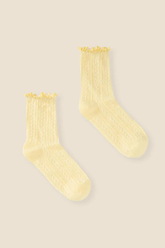 Image of Socks. Product name - Lemon Frill Top Sock in Lemon colour by brand - Princess Highway