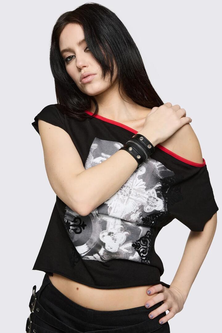 Image of Jewelry. Product name - Zip Eyelet Cuff in Black colour by brand - Dangerfield