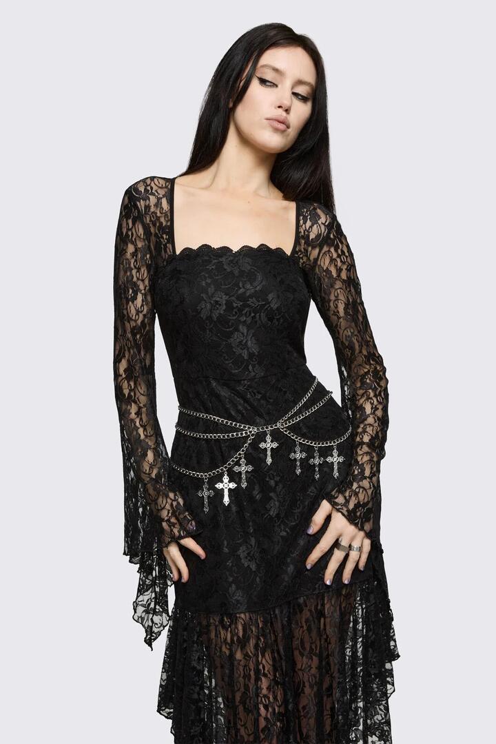 Image of Necklaces. Product name - Crucifix Chain Belt in Silver colour by brand - Dangerfield