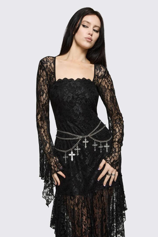 Image of Necklaces. Product name - Crucifix Chain Belt in Silver colour by brand - Dangerfield