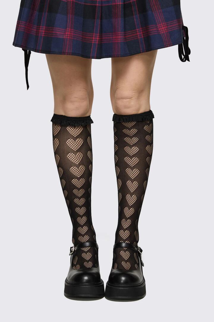Image of Socks. Product name - Black Heart Lace Socks in Black colour by brand - Dangerfield