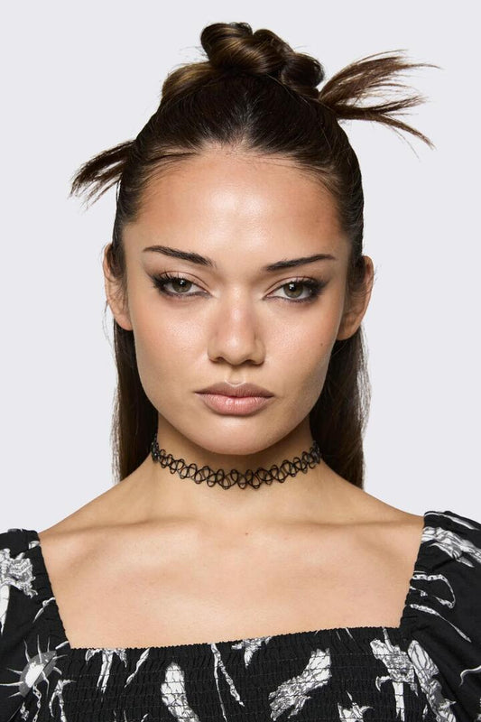Image of Jewelry. Product name - Tattoo Choker in Black colour by brand - Black Friday