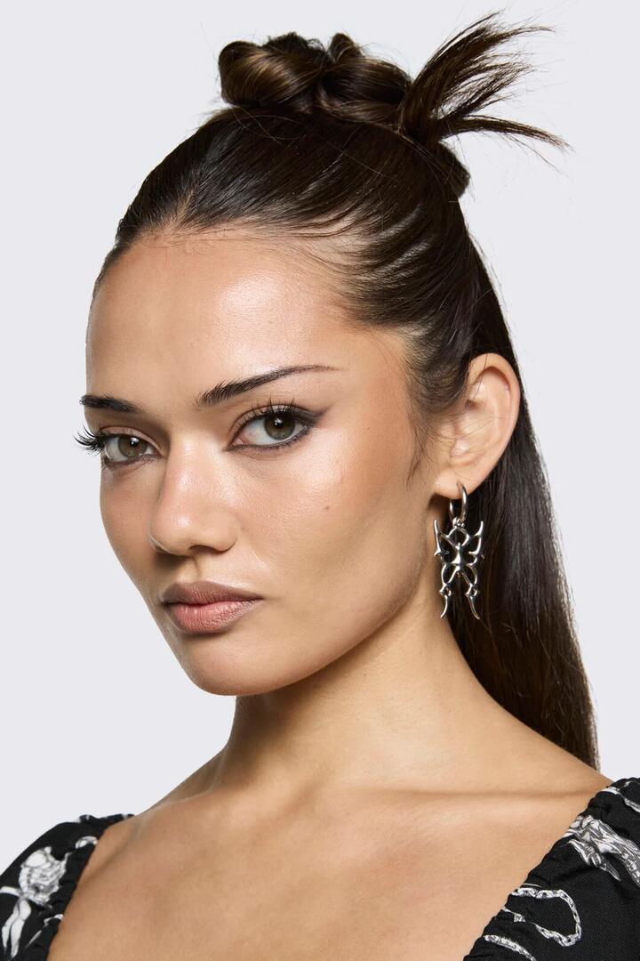 Image of Jewelry. Product name - Tattoo Butterfly Sleepers in Silver colour by brand - Black Friday