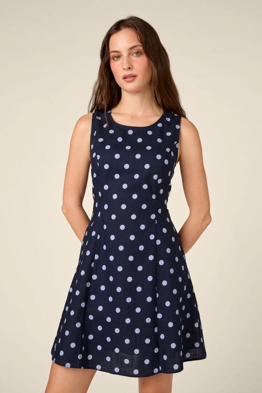 Image of Dresses. Product name - Mia Polka Dot Mini Dress in Navy colour by brand - Princess Highway