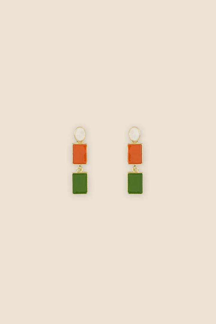 Image of Earrings. Product name - Vintage Rectangle Drop Earring in Multi colour by brand - Princess Highway