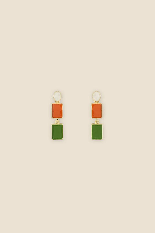 Image of Earrings. Product name - Vintage Rectangle Drop Earring in Multi colour by brand - Princess Highway