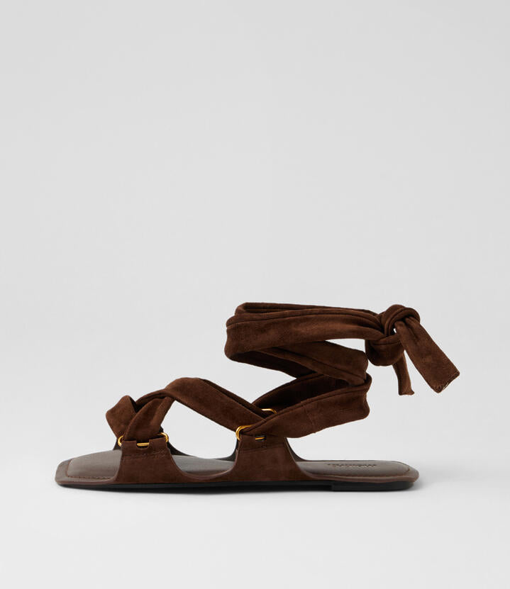 Image of Sandals. Product name - Manea Tiramisu Suede Strappy Sandals in Tiramisu colour by brand - MOLLINI