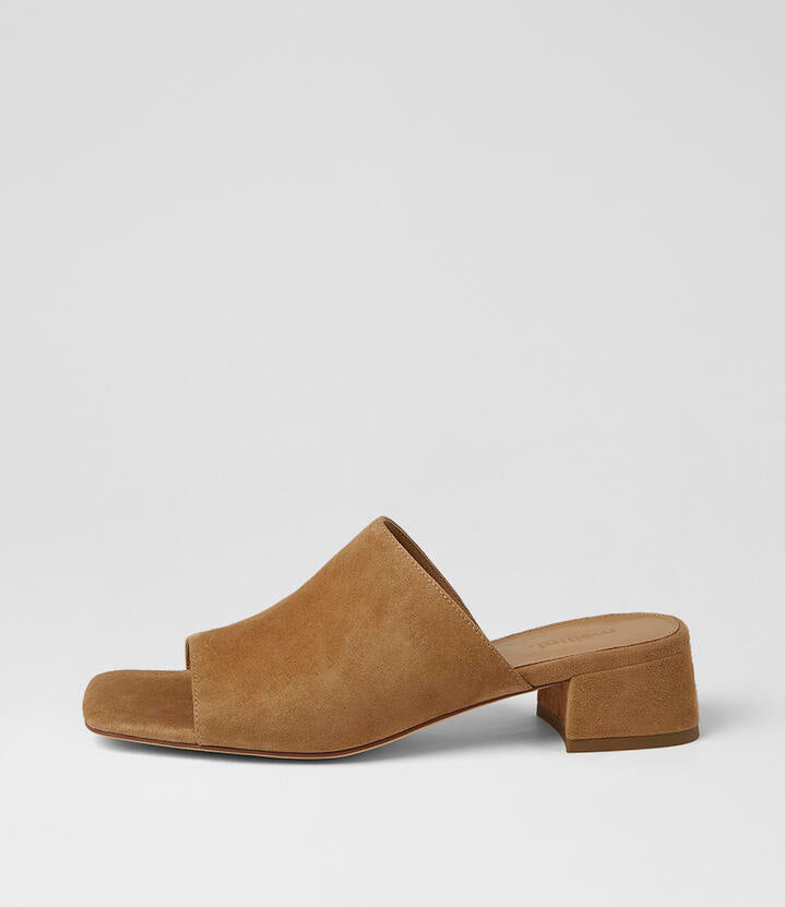 Image of Sandals. Product name - Sansah Warm Camel Suede Sandals in Warm Camel colour by brand - MOLLINI