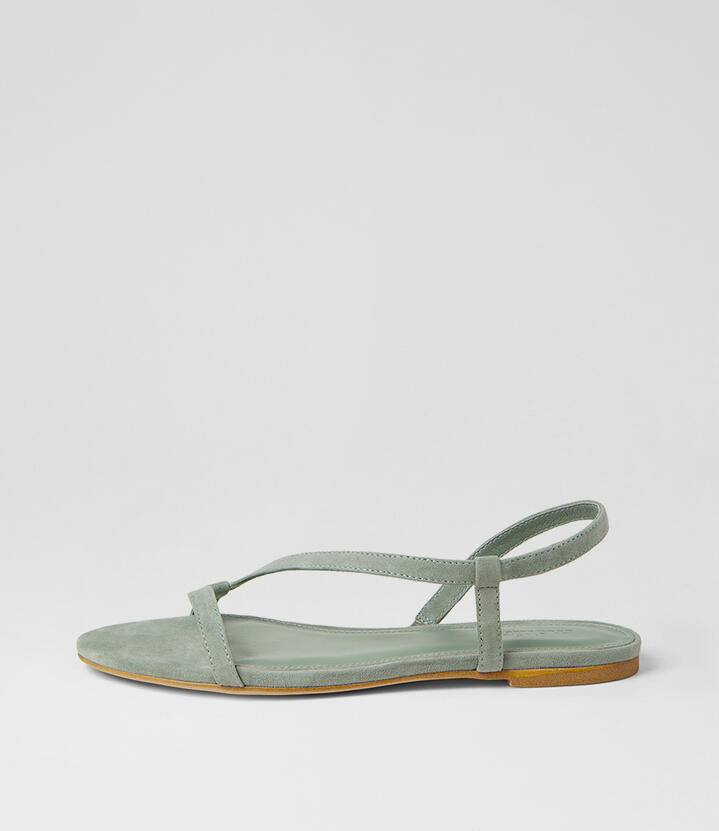 Image of Sandals. Product name - Dusst Seafoam Suede Sandals in Seafoam colour by brand - MOLLINI