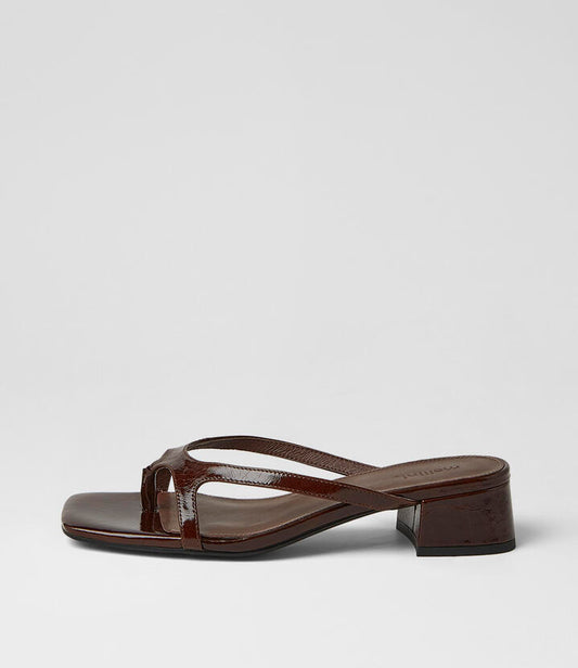 Image of Sandals. Product name - Sieka Choc Crinkle Leather Sandals in Choc colour by brand - MOLLINI