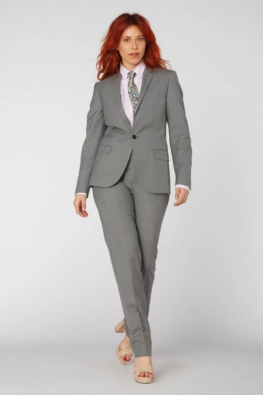 Image of Coats & Jackets. Product name - Wright Suit Jacket in Grey Stripe colour by brand - Jack London