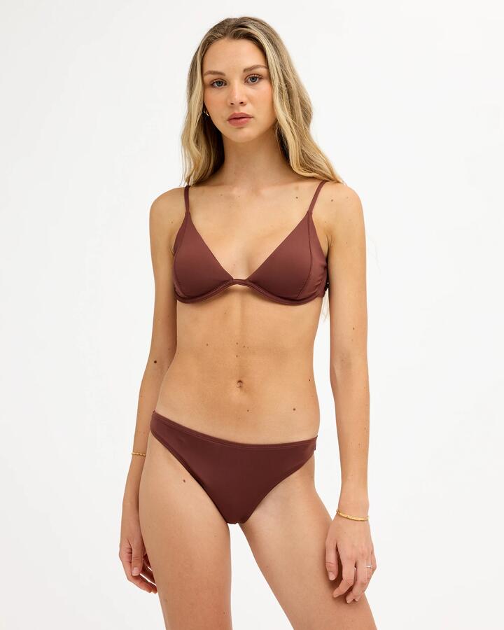 Image of Swimwear. Product name - Roxy Womens Beach Classics Mod Bikini Bottom Java in Java colour by brand - Roxy