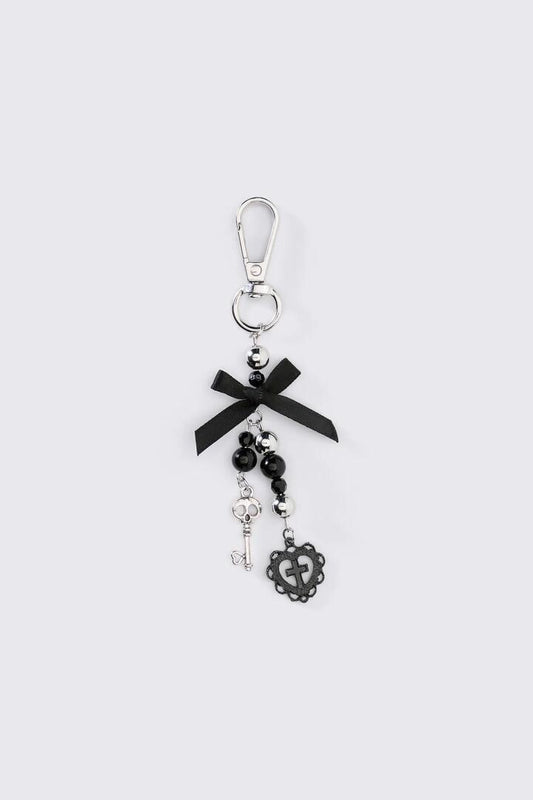 Image of Charms. Product name - Skeleton Key Bag Charm in Silver/Black colour by brand - Dangerfield