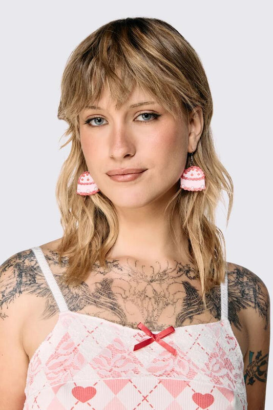 Image of Earrings. Product name - Cake Earrings in Pink colour by brand - Dangerfield