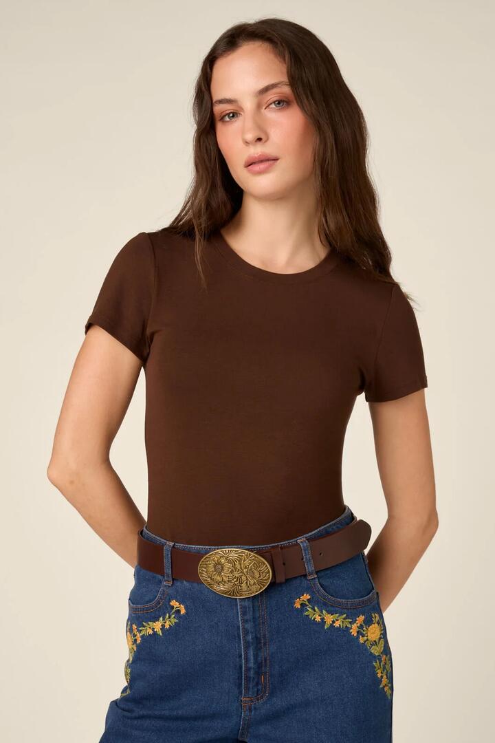 Image of Belts. Product name - Flower Buckle Tooled Belt in Chocolate colour by brand - Princess Highway