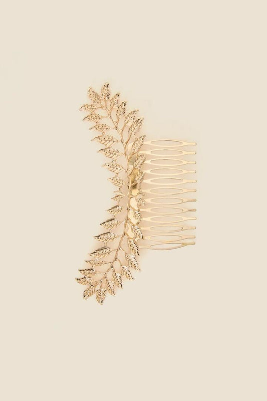 Image of Hair Accessories. Product name - Leaf Hair Comb Pin in Gold colour by brand - Princess Highway