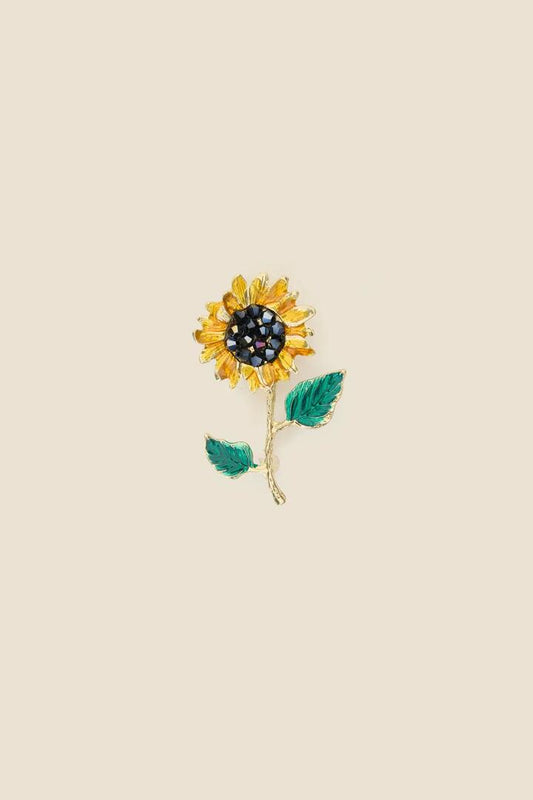 Image of Keychains. Product name - Sunflower Sparkle Brooch in Tan colour by brand - Princess Highway
