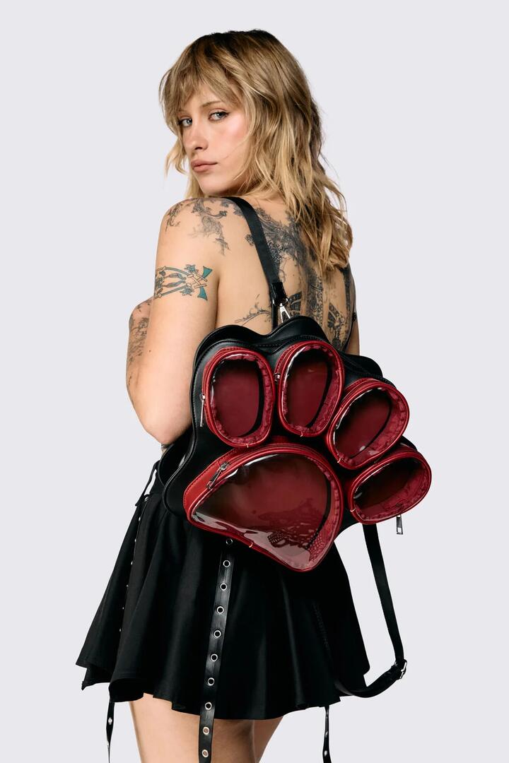 Image of Bags. Product name - Paw Backpack in Black Red colour by brand - Dangerfield