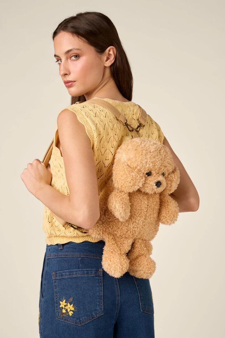 Image of Bags. Product name - Plush Sweet Dog Backpack in Tan colour by brand - Princess Highway