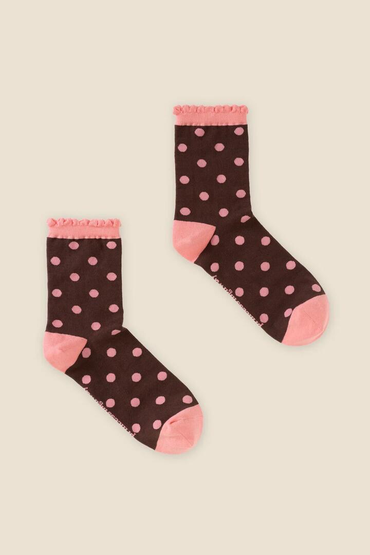 Image of Socks. Product name - Chocolate Polka Dot Sock in Chocolate colour by brand - Princess Highway