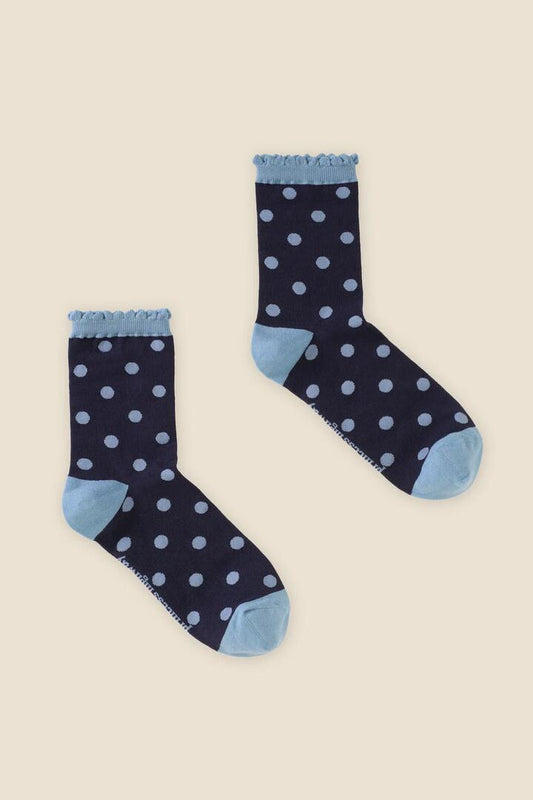Image of Socks. Product name - Navy Polka Dot Sock in Navy colour by brand - Princess Highway
