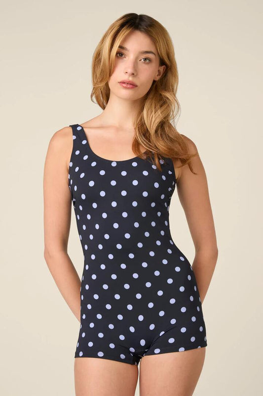 Image of Lingerie. Product name - Polka Dot Boyleg One Piece in Chocolate colour by brand - Princess Highway