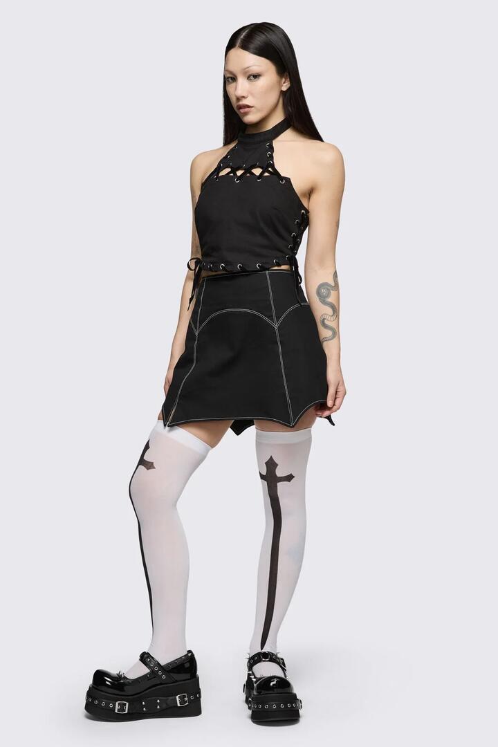 Image of Socks. Product name - White Gothic High Socks in White colour by brand - Black Friday