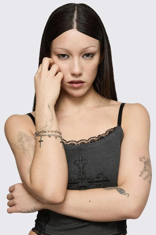 Image of Bracelets. Product name - Charmed Chained Bracelet in Silver colour by brand - Black Friday