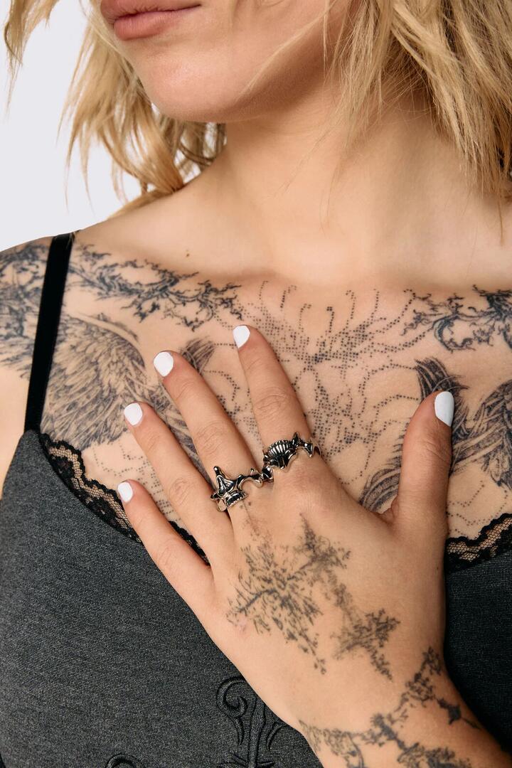 Image of Rings. Product name - Stackable Skull Ring in Silver colour by brand - Black Friday