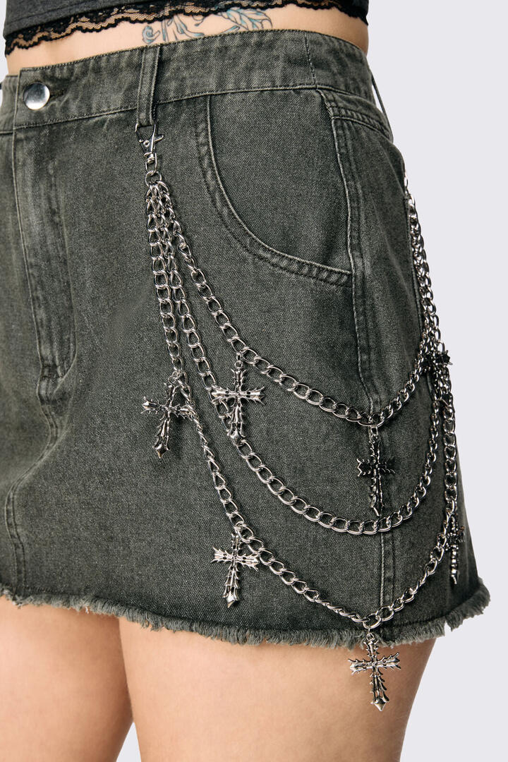 Image of Charms. Product name - Cross Charm Pant Chain in Silver colour by brand - Black Friday