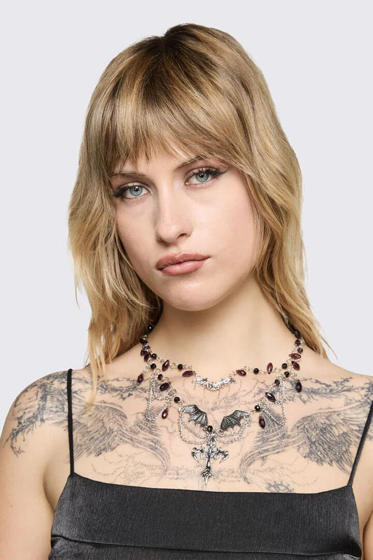 Image of Necklaces. Product name - Gothic Statement Necklace in Silver colour by brand - Black Friday