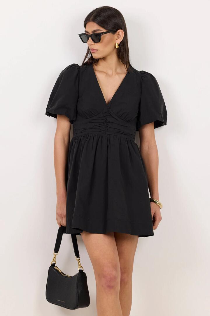 Image of Dresses. Product name - Defining Black Poplin Stretch Back Mini Dress in Black colour by brand - Among the Brave