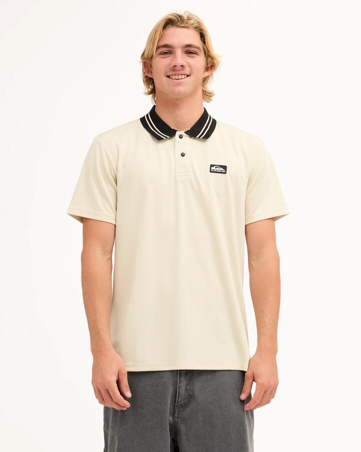Image of Shirts. Product name - Quiksilver Mens Core Polo Shirt Bone White in Bone White colour by brand - Quiksilver