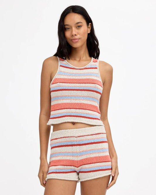 Image of a model wearing Tops. Product name - Billabong Womens All Day Me Knit Tank Top Multi in Multi colour by brand - Billabong