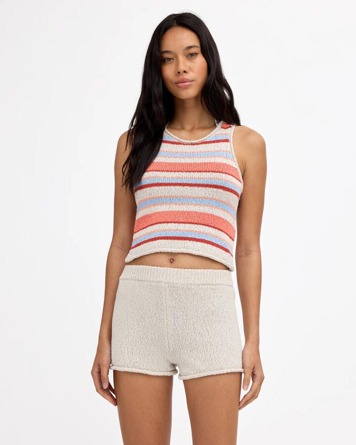 Image of a model wearing Shorts. Product name - Billabong Womens All Day Me Elastic Waist Shorts Salt Crystal in Salt Crystal colour by brand - Billabong