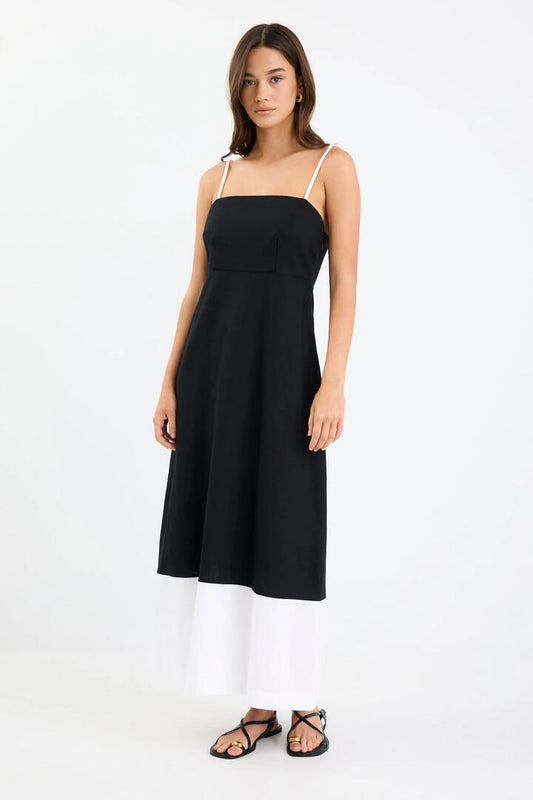 Image of Dresses. Product name - Citizen Black White Strappy Maxi Dress in Black White colour by brand - Stories be Told