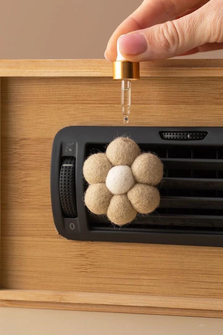 Image of Perfumes & Colognes. Product name - Felt Taupe Daisy Car Diffuser in Taupe colour by brand - Store 17