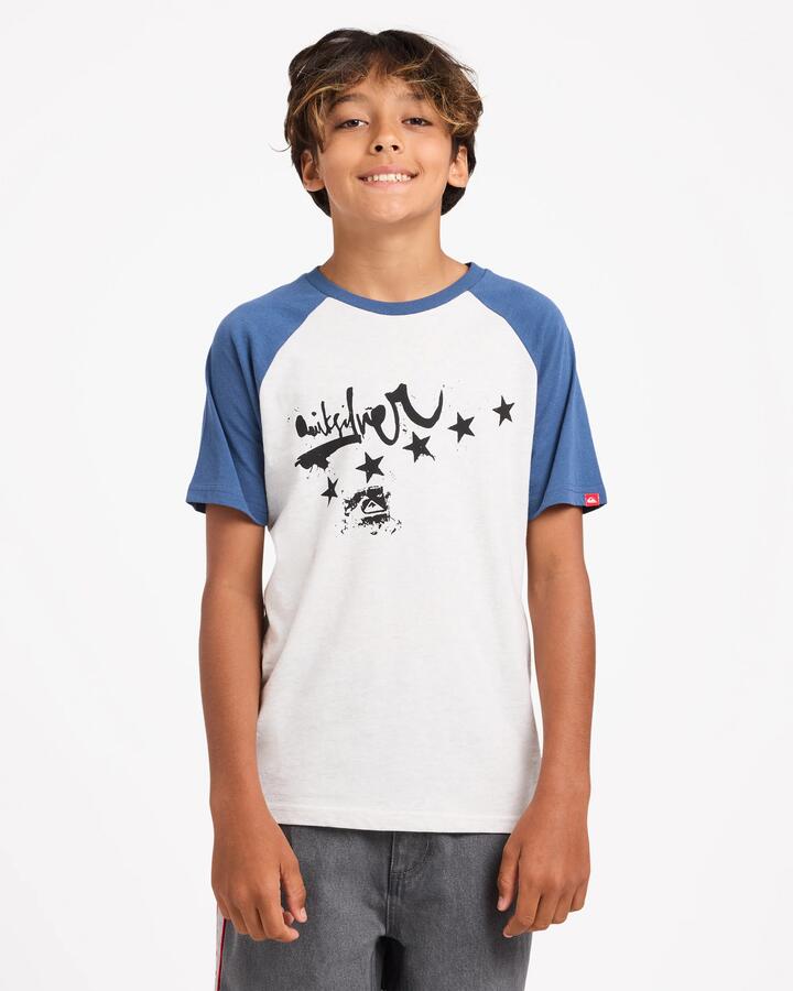 Image of T-Shirts. Product name - Quiksilver Boys 8-16 Holster T-Shirt Snow Heather in Snow Heather colour by brand - Quiksilver