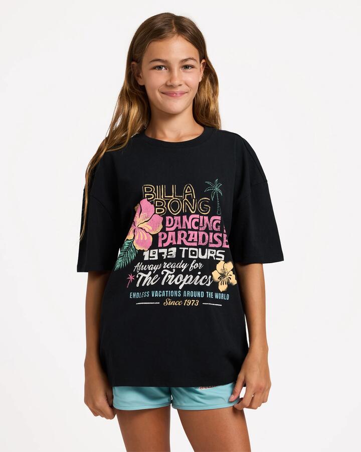 Image of T-Shirts. Product name - Billabong Girls 8-16 Dancing In Paradise T-Shirt Black Pebble in Black Pebble colour by brand - Billabong