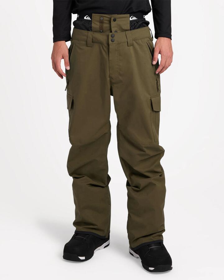 Image of a model wearing Pants. Product name - Quiksilver Mens Porter Gaiter Snow Pants Yel in Yel colour by brand - Quiksilver