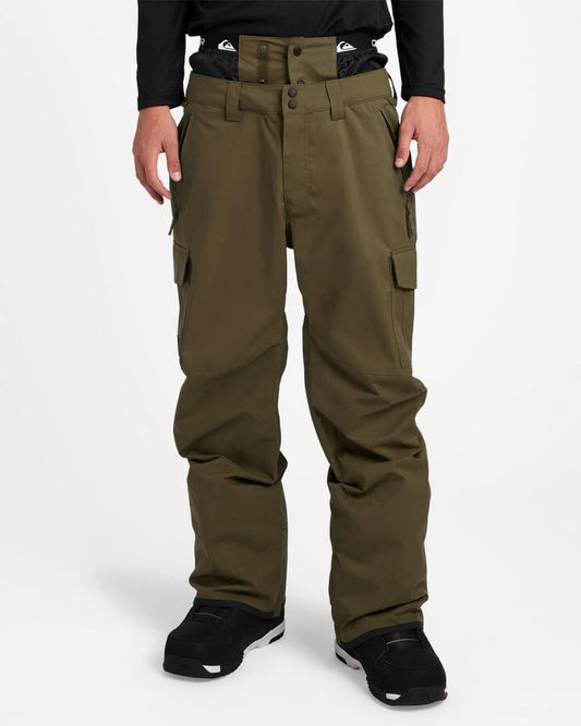 Image of a model wearing Pants. Product name - Quiksilver Mens Porter Gaiter Snow Pants Yel in Yel colour by brand - Quiksilver
